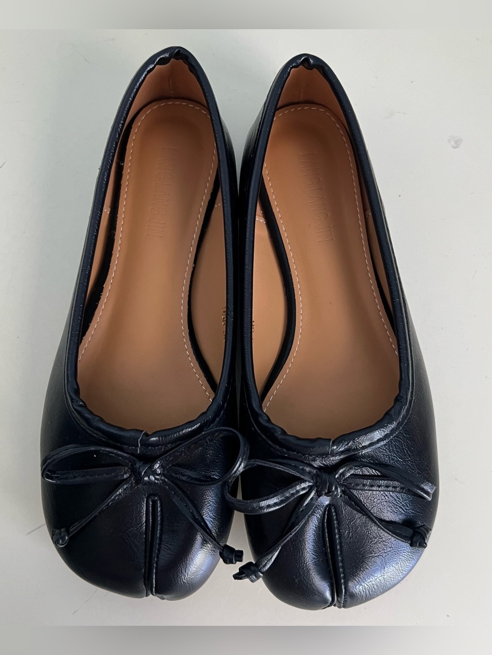 Black Tabi Ballet Flats Split-Toe Bow Flats Size 230 / US 6 new